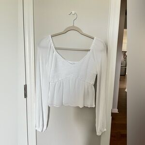 Hollister White Smocked Top